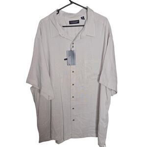 Roundtree & Yorke Button Up Casual Short Sleeve Khaki Shirt 4XLT NEW